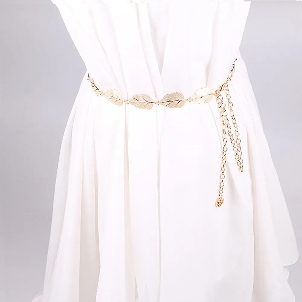 

Fashion Accessories Women's Lady Fashion Leaves Metal Chain Style Belt Body Chain Ladies Dress Decoration Cinturon Mujer