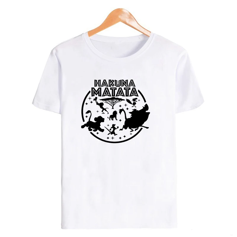 19bk015-white Showtly Hakuna Matata Women Harajuku Ullzang the lion king T-shirt Femme Homme Summer Tshirt Fashion Top Tee Female T Shirt - Цвет: 19bk015-white