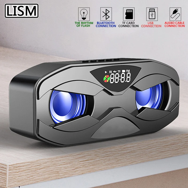 M8 Cool Robot Design Bluetooth Speaker LED Rhythm Flash Wireless Loudspeaker FM Radio Alarm Clock TF Card Support Subwoofer
