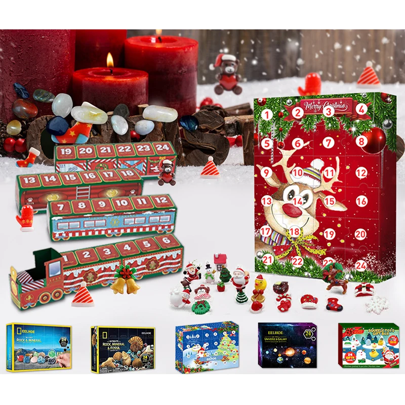 

Рождественский календарь, Подарочная коробка, креативный Рождественский календарь с обратным отсчетом, игрушки, отличный подарок для дете...