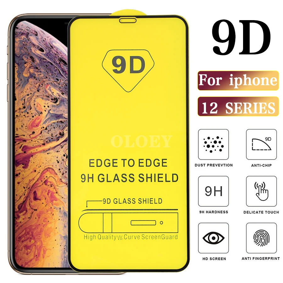 

9D Protective Film For Iphone 12pro Max Accessories For Mobile Phone Full Screen Cover Glass On Iphone12 Pro Max 12 Mini Film 9D