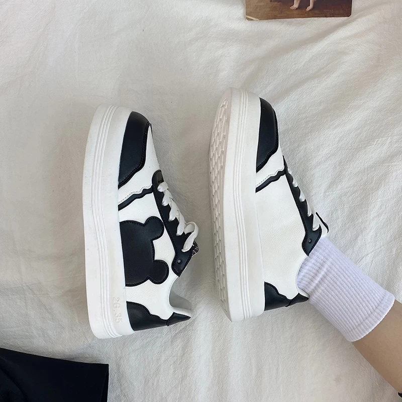 

Women Lolita Sneaker Vulcanize Sports Cartoon Patchwork Shoes girl White Breathable Chunky Sneakers Platform Walking Footwear