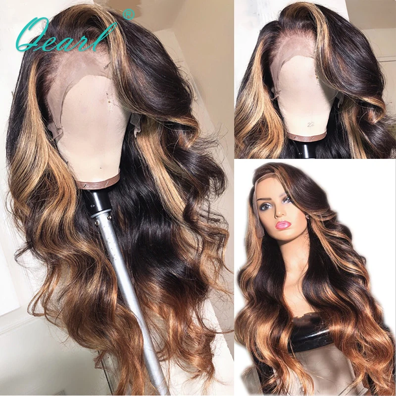 

Loose Deep Wave Lace Front Human Hair Wigs 13x4/13x6 Frontal Wig Ombre Blonde Highlights Brazilian Remy Hair Pre Plucked Qearl