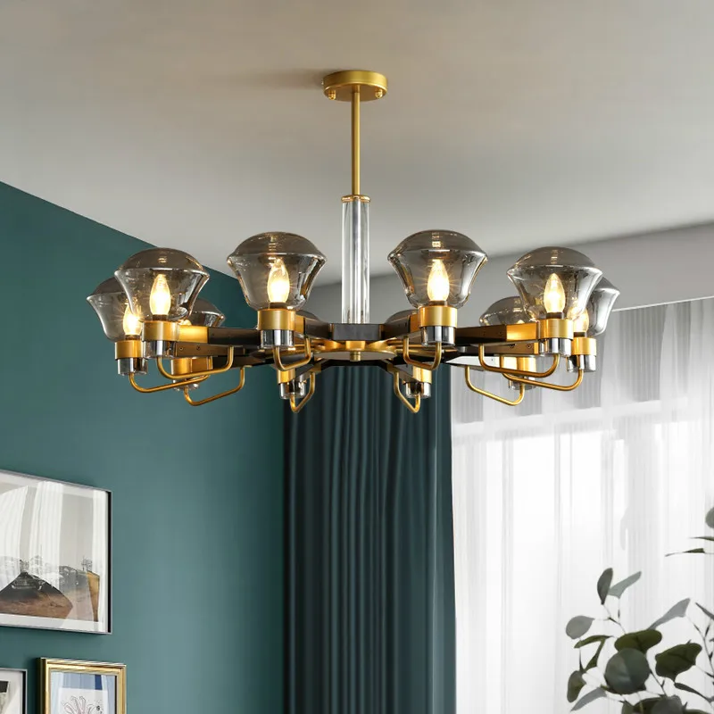 Люстра Светодиодная из железа и желтого стекла E14|chandeliers for bedrooms|ceiling chandelierlustres de