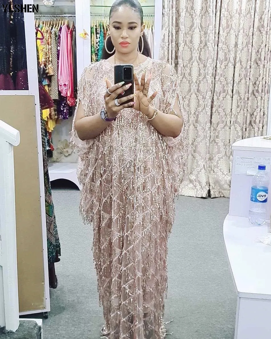 Длинное Африканское платье для женщин одежда больших размеров Дашики кисточки