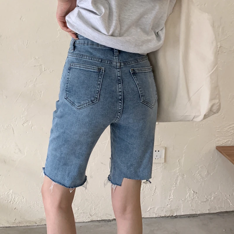 

Denim Shorts Women's Summer 2021 New High Waist Slimming Loose Straight Short Pants Small Pants Ins Fashion