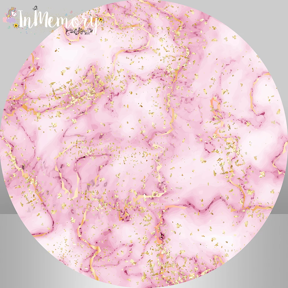 

Gold Pink Marble Round Backdrop Circle Background Cover Tablecloth Banner Baby Shower Kids 1st Birthday Party Decoration