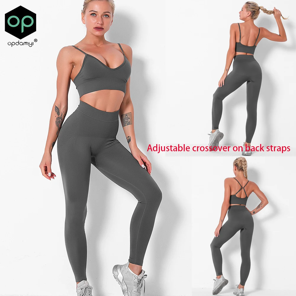 

Бесшовный костюм для йоги из 2 предметов, спортивные рубашки, короткий топ, бесшовные леггинсы, спортивный комплект, одежда для спортзала, сп...