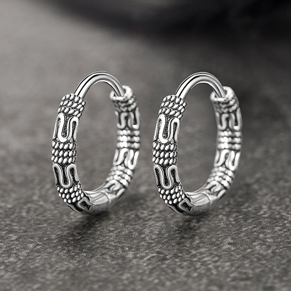 

925 Sterling Silver Vintage Geometric Piercing Stud Earrings For Women Party Jewelry Pendientes eh260