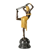 Ring Modern Dance Sculpture Bronze Vintage Art Girl Dancing Statue Figurine Gold Brown Green for Decoration 51CM20Inch Large