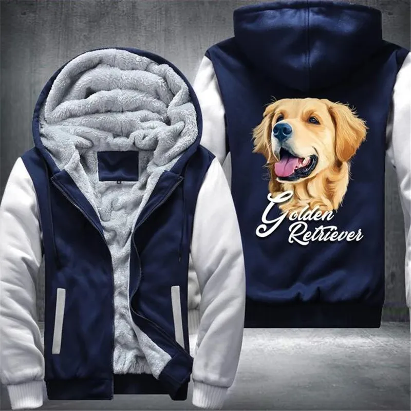 

Golden Retriever Mens Winter Hoodies Male Harajuku New High Quality Casual Sweatshirts Zipper Sportswear Thicken Warm Outwear