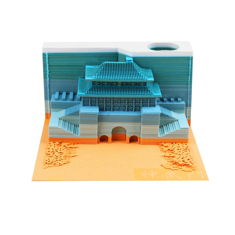 

Omoshiroi Block Vintage 155Sheets Notepad Cubes 3D Building Note Paper Flip Box Christmas Ornaments Gifts For Guests Artworks
