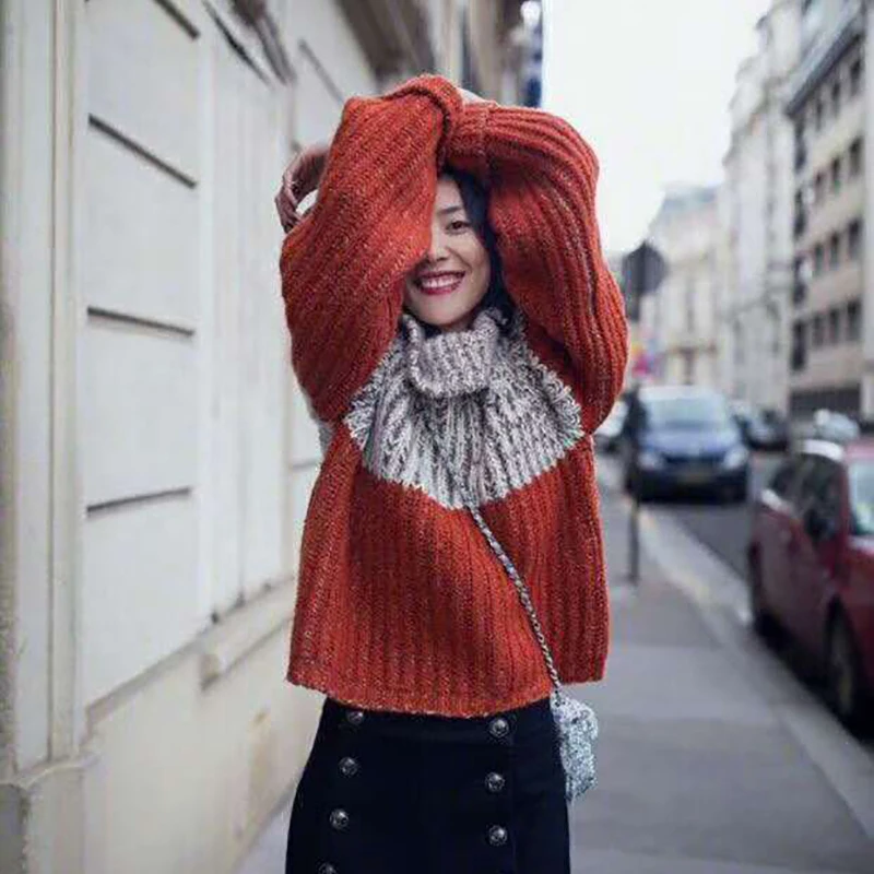 

Winter Women Thick Knitted Sweater Long Sleeve Turtleneck Pullovers Mohair Outerwear L5011018