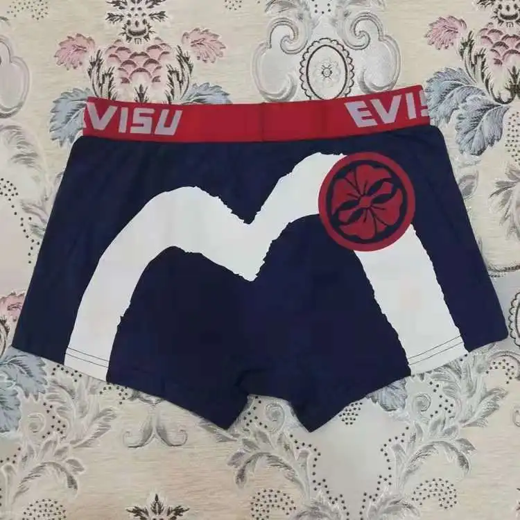 Новые полки Аутентичные Evisu повседневные мужские Tide бренд-Боксер Дышащие Боксеры хлопок печати мода боксер короткий жилет