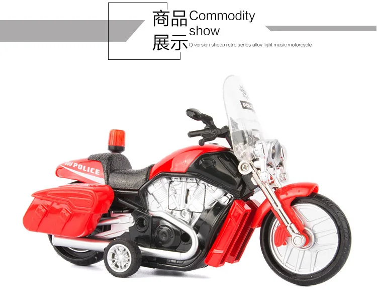 1:16 Diecast Motorcycle Model Simulation Sound Light Pull Back Men Racing Police Car Models Kids Toys Motorcycle Collection Gift