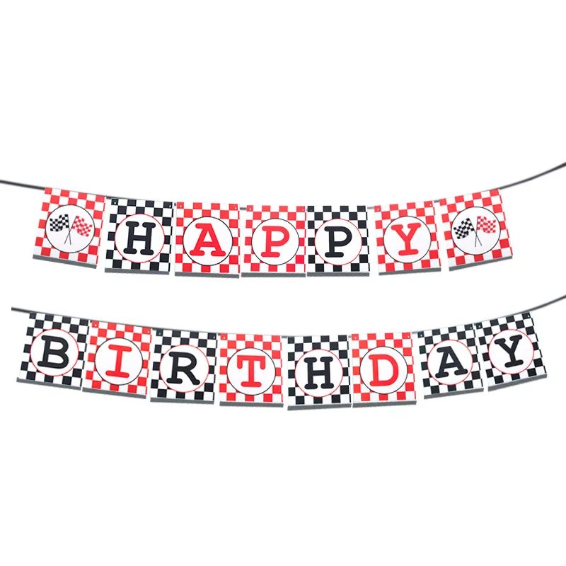 Клетчатый гоночный автомобиль тематические вечерние набор одноразовой посуды