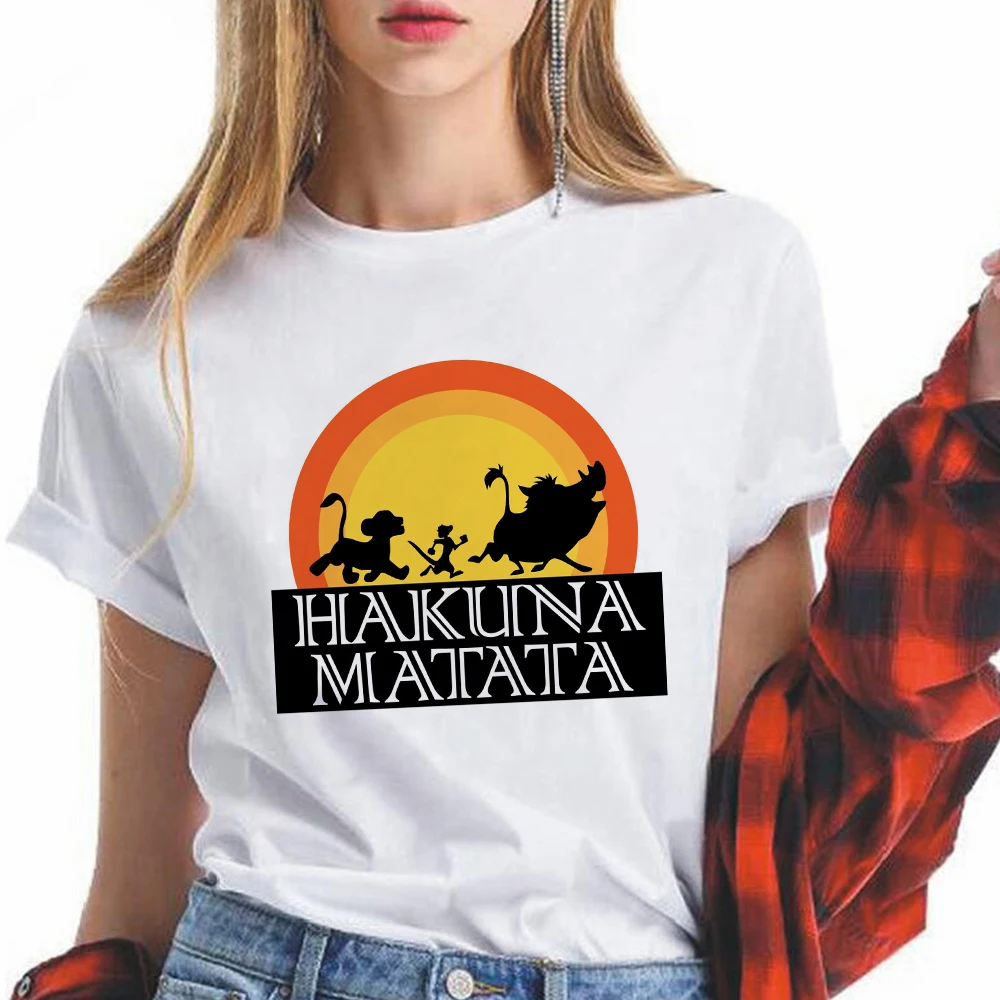 Модные женские футболки розовые топы с надписью HAKUNA MATATA суперпопулярная одежда