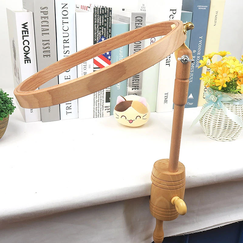 

Desktop Embedded Embroidery Frame Wooden Embroidery Hoop 360 Degree Rotation Adjustable Embroidery Stand Cross Stitch Rack