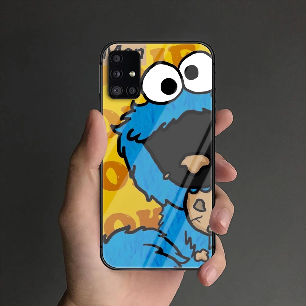 

Cookie Monster Phone Tempered Glass Case Cover For Samsung Galaxy S Note 5 6 9 10 10E 20 21 FE Plus Uitra Bumper Waterproof Tpu