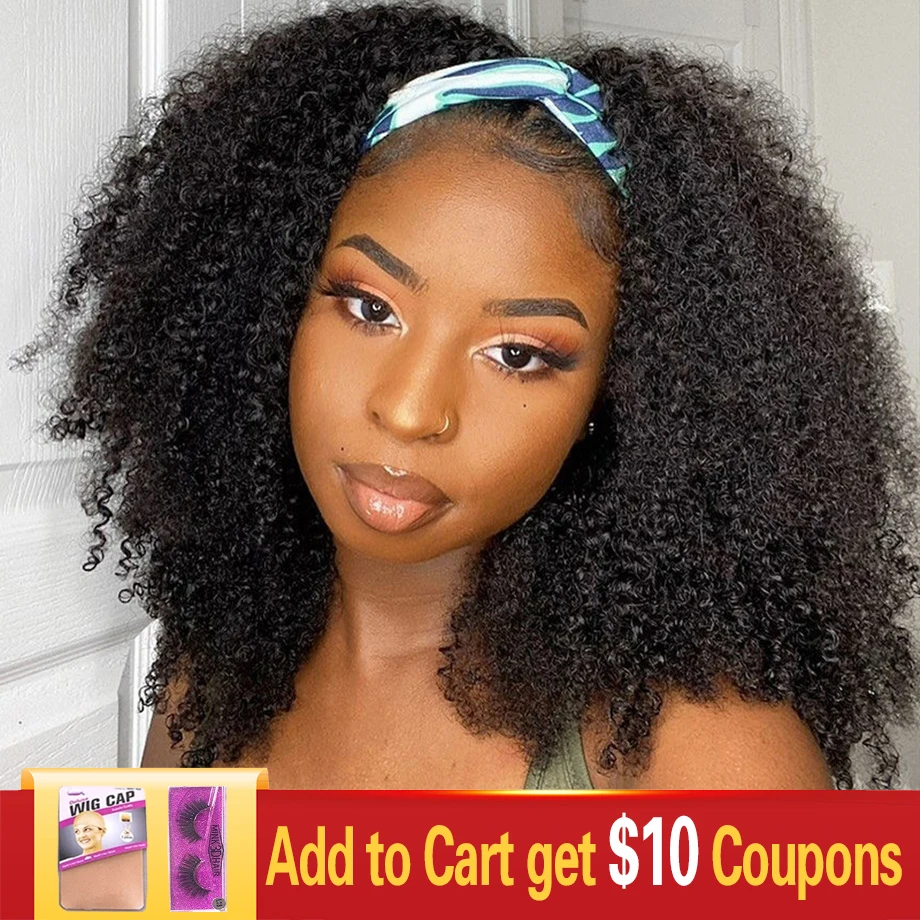 180% 200 плотности парик с головной повязкой из натуральных волос для Для женщин
