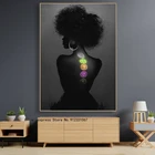 Картины на холсте с изображением Африканской женщины чакры девушки, плакаты и принты йоги, Настенная картина для гостиной, Декор для дома