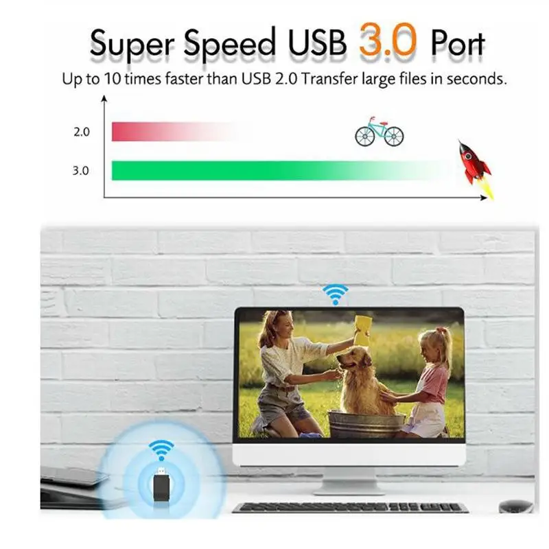 Двухдиапазонный беспроводной USB 3,0 wifi адаптер для ПК сетевая карта 5G/2,4G USB wifi+ Bluetooth 5,0 1200 Мбит/с для Windows 10