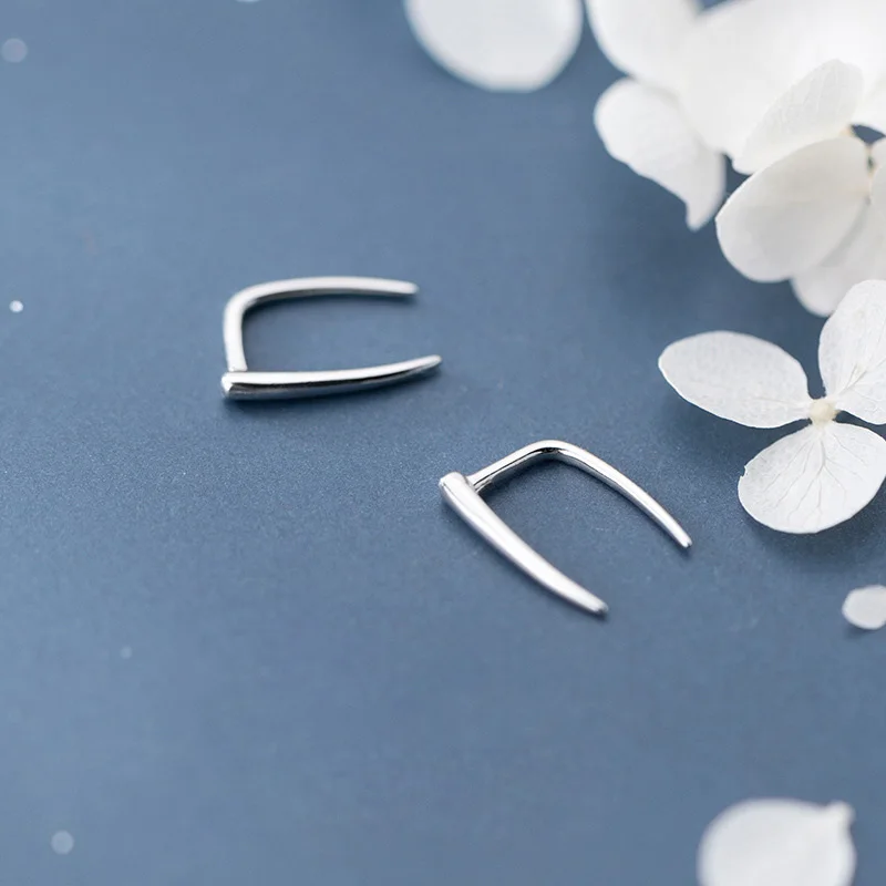 Женские гладкие серьги кольца Trustdavis из серебра 925 пробы ювелирное изделие в