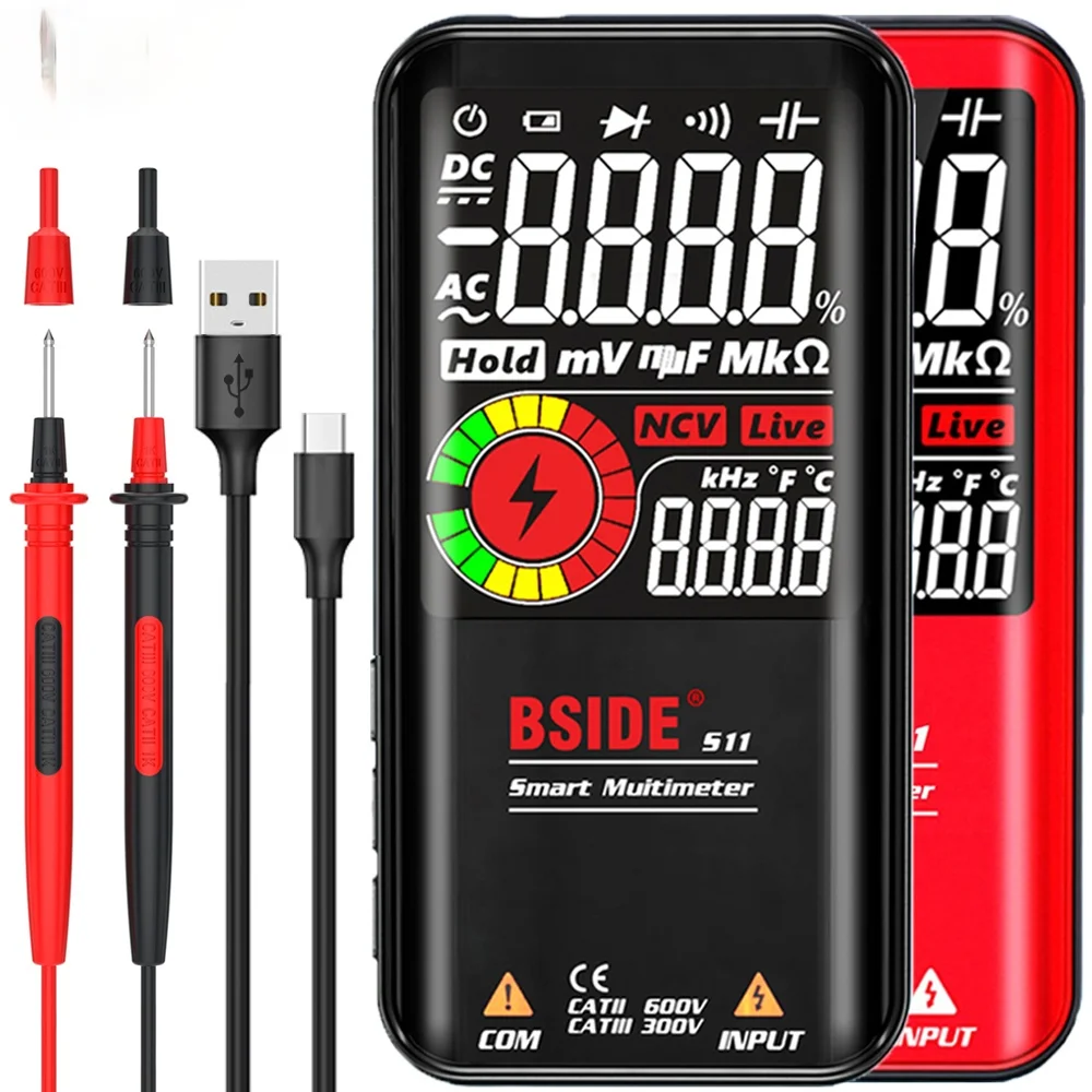 

Digital Multimeter 9999 T-RMS 3.5"LCD Color Display DC AC Voltage Capacitance Ohm Diode multimetro NCV Hz Live wire Tester