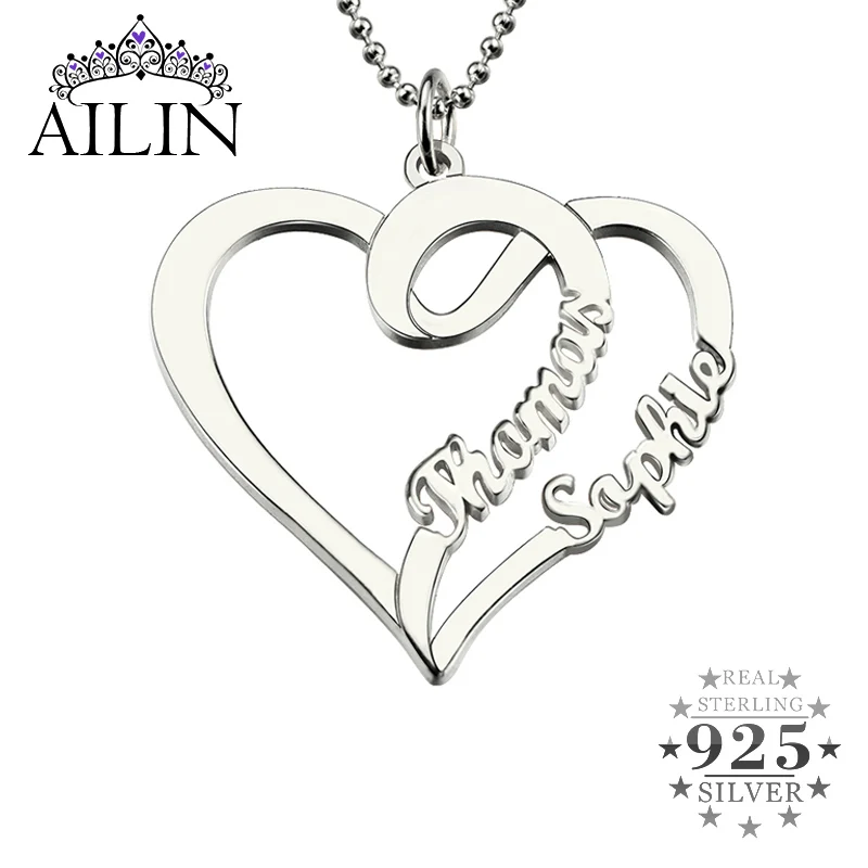 AILIN 925 Серебряное ожерелье на заказ женское сердце свадебное помолвка