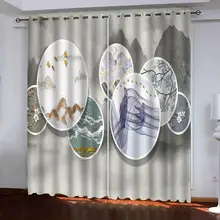 Curtains For Bedroom Marble 3D Windows Curtains High-Quality Shading Material