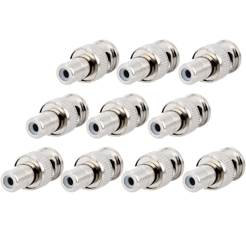 

escam 10pcs BNC Male Plug To RCA Female Jack Adapter Connector Coaxial CCTV Durable