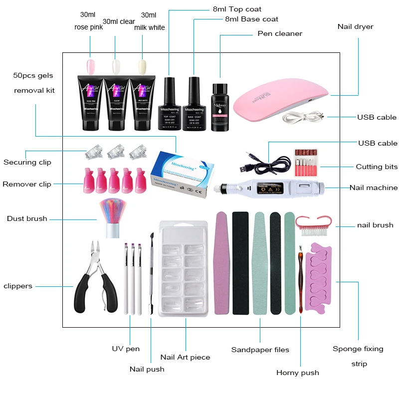 35 шт. акриловый Фрезер для ногтей cо шлифовальными гель Наборы 3 30 мл быстрая