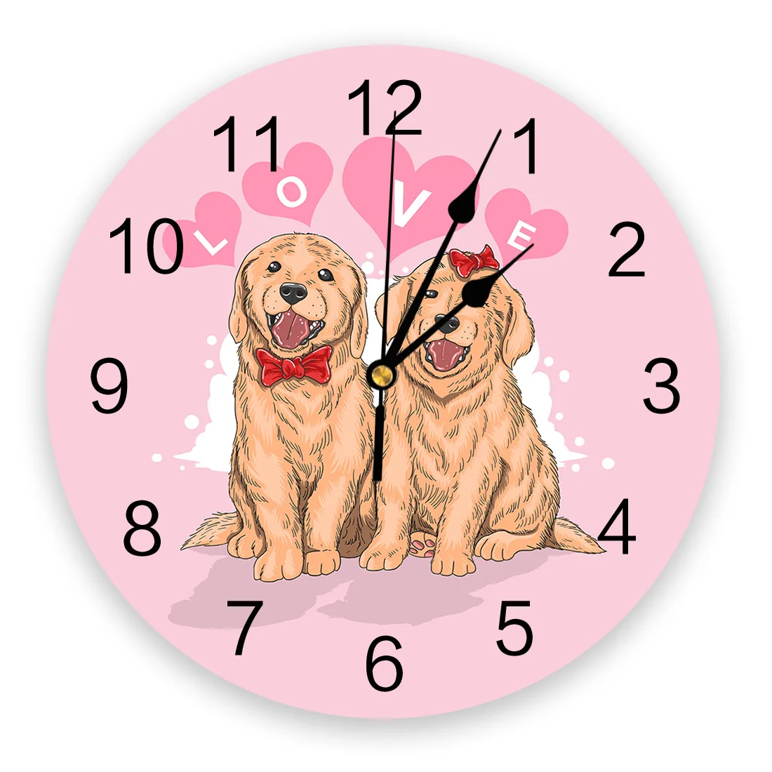 Розовые Настенные часы на День святого Валентина для пар домашних животных собак