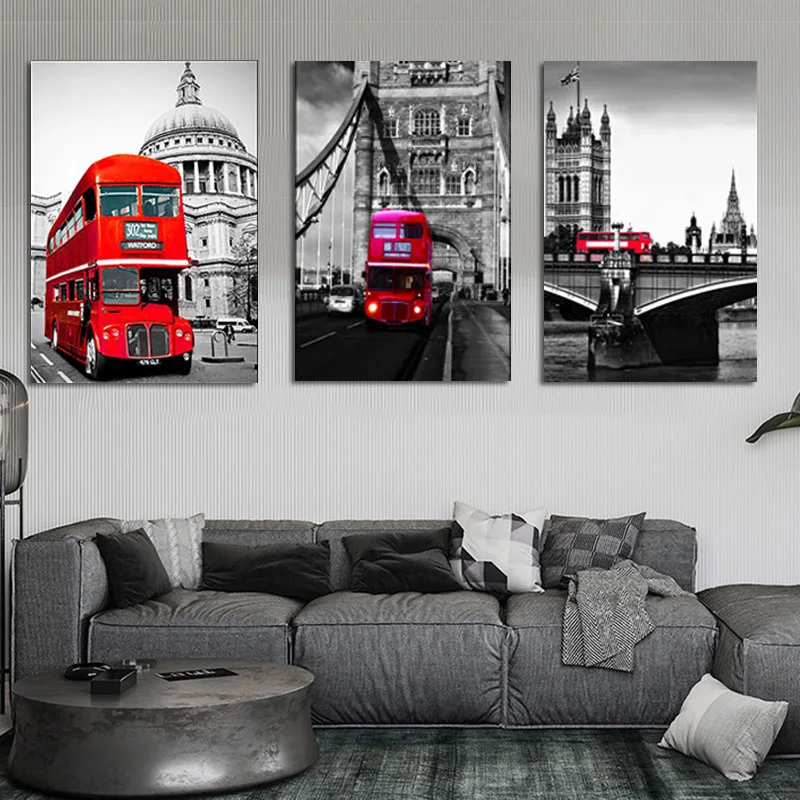 British Style Modern Canvas Art Wall Pictures City Buildings Bus Telephone Booth For Living Room Home Decor Posters No Frame | Дом и сад