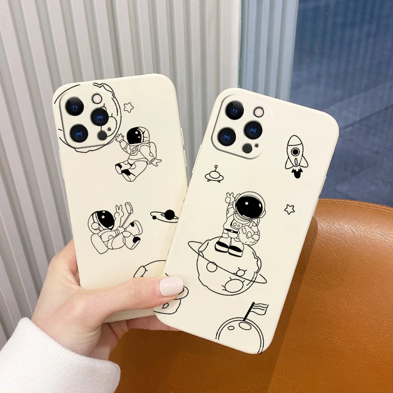 

Soft Cartoon Astronaut Pattern Phone Case For iPhone 12 13 Pro Max 11 X XS XR XSMAX SE2020 8 8Plus 7 7Plus 6 6S Plus 5 5S Cover