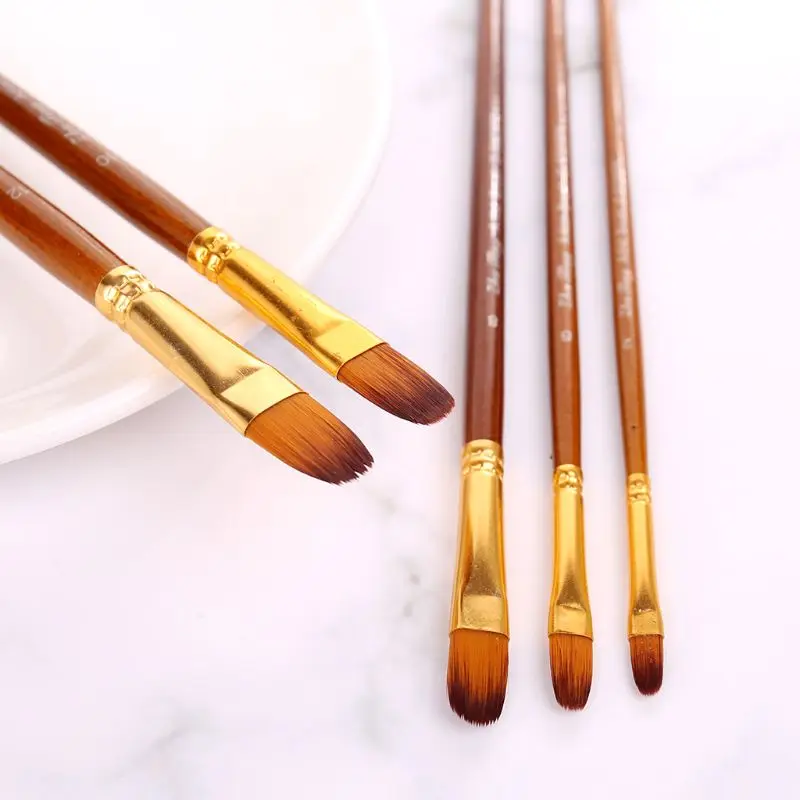 Кисти для рисования нейлоновые 5 шт. | Канцтовары офиса и дома