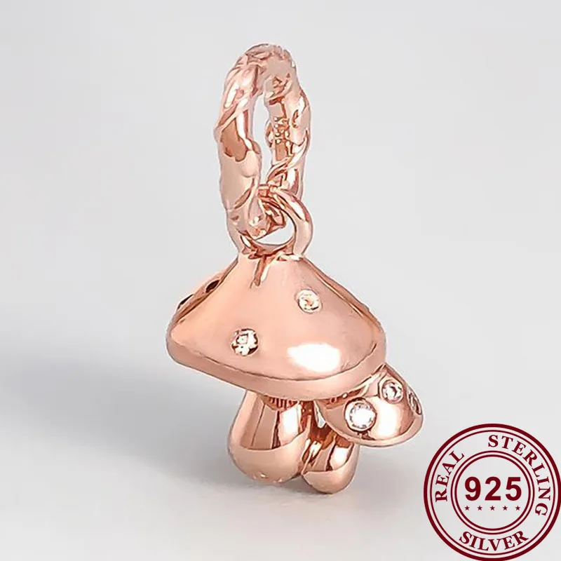 100% 925 стерлингового серебра браслеты с подвесками из розового золота блеск