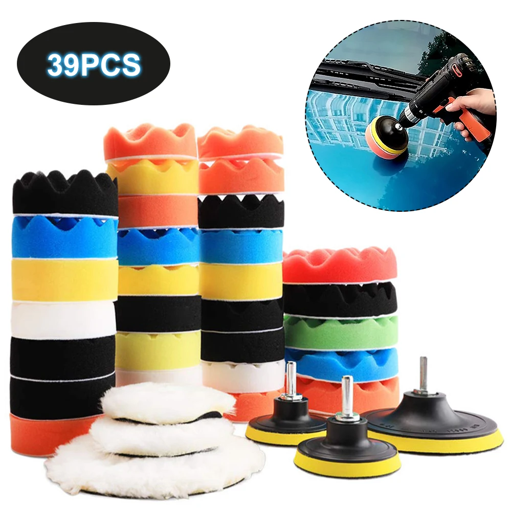 

Car Polishing Sponge Pads Kit Buffing Waxing Foam Pad Buffer Set Polisher Machine Wax Pad for Removes Scratches Drill Attachment