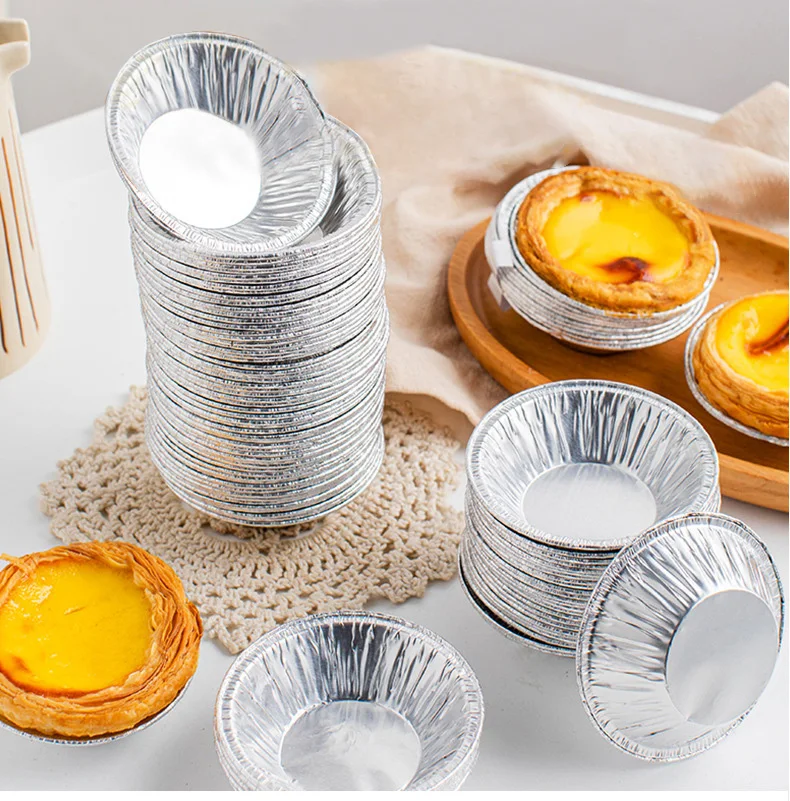 

100pc Disposable Silver Aluminum Foil Round Egg Tart Mold Baking Cookie Aluminum Foil Mold Baking Mold Pastry Home Kitchen Tools