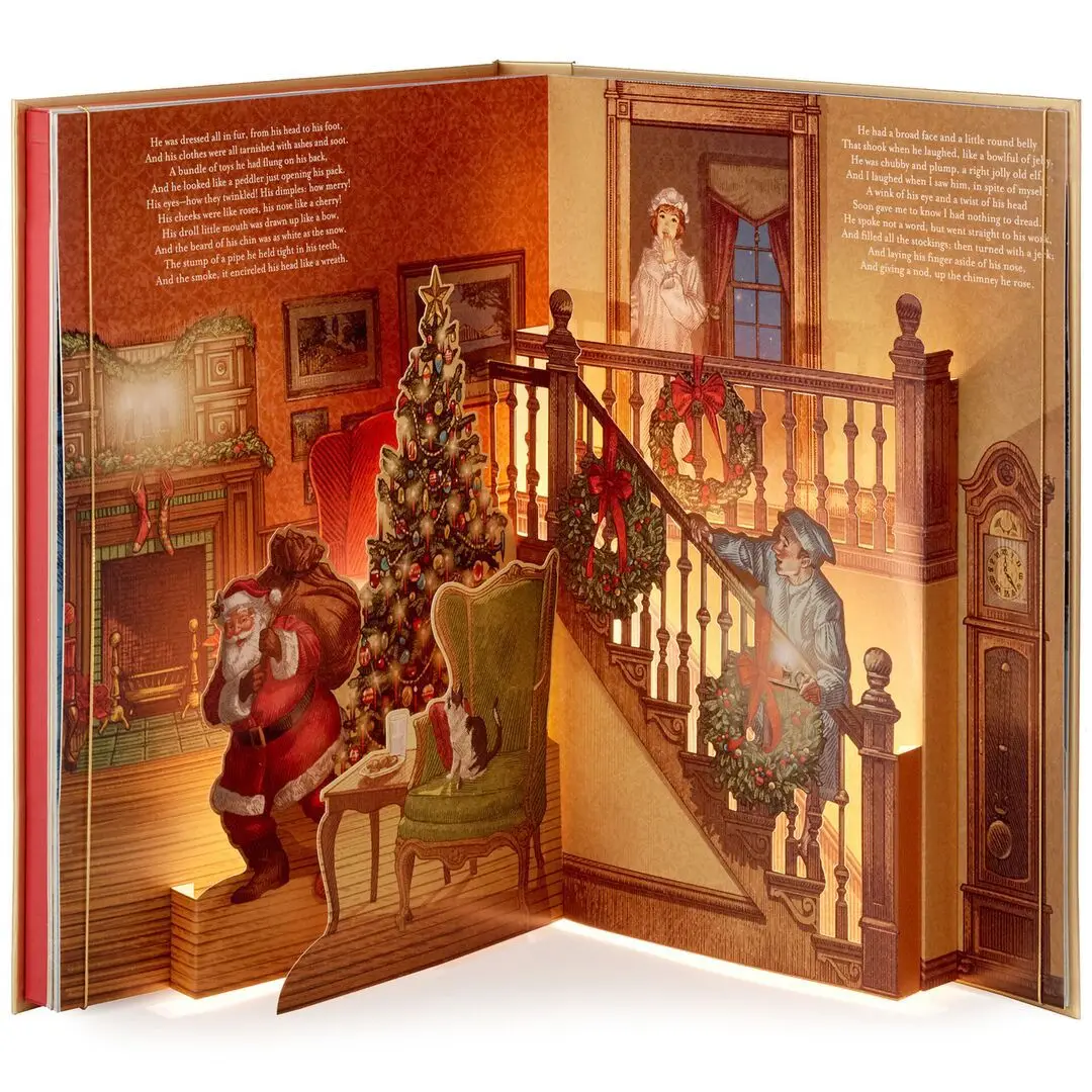 

Рождественская всплывающая книга светильник вым звуком на Рождество ночь перед Рождеством украшение новогодние подарки для детей