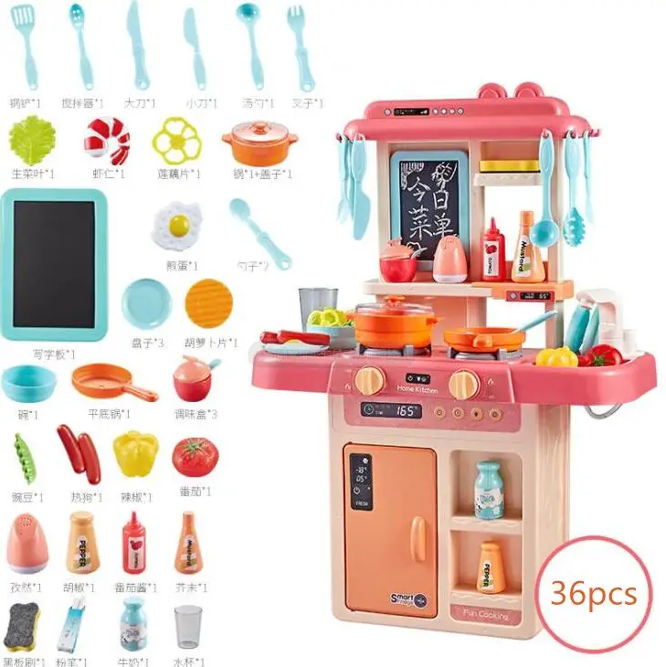 No original box Моделирование cocina infantil звук и свет спрей для воды набор игрушечной посуды стол для приготовления пищи игровой дом кухонная плита пластиковая пищевая игрушка - Цвет: No original box