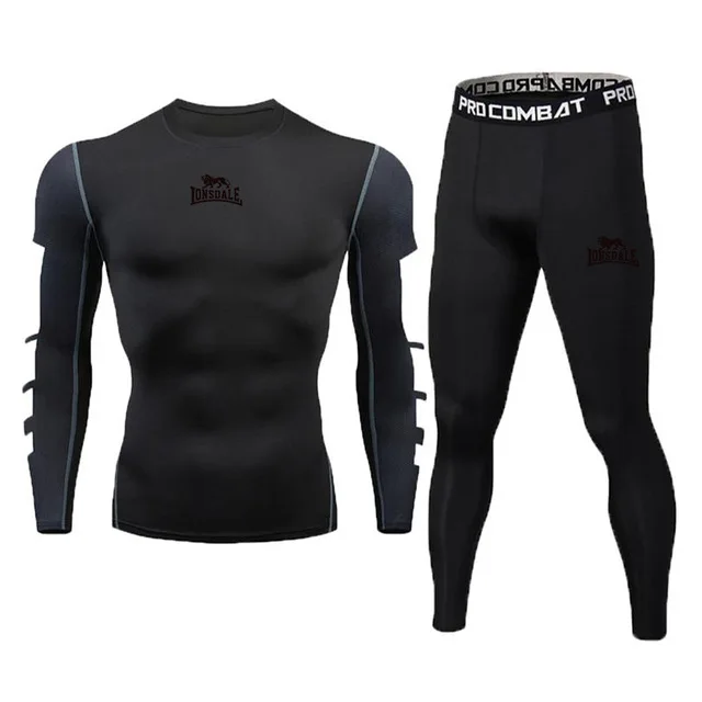 

Men Running Sets Compression Quick Dry Long sleeve T-shirt +Pants leggings Sports Joggers Training Gym Fitness Tracksuits Suits