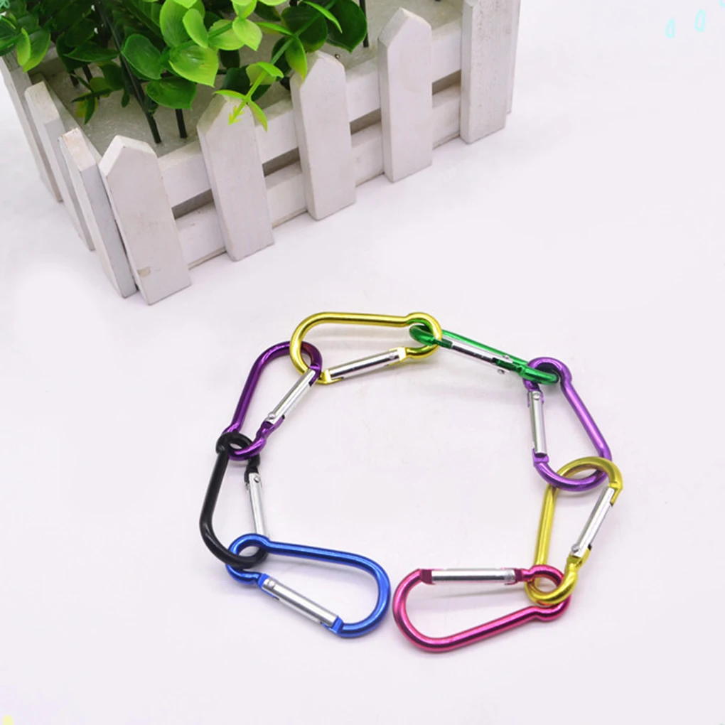 

5pcs Climbing Button Carabiner D-Ring Clip Camping Hiking Hook Outdoor Sports Multi Colors Aluminium Safety Buckle Keychain