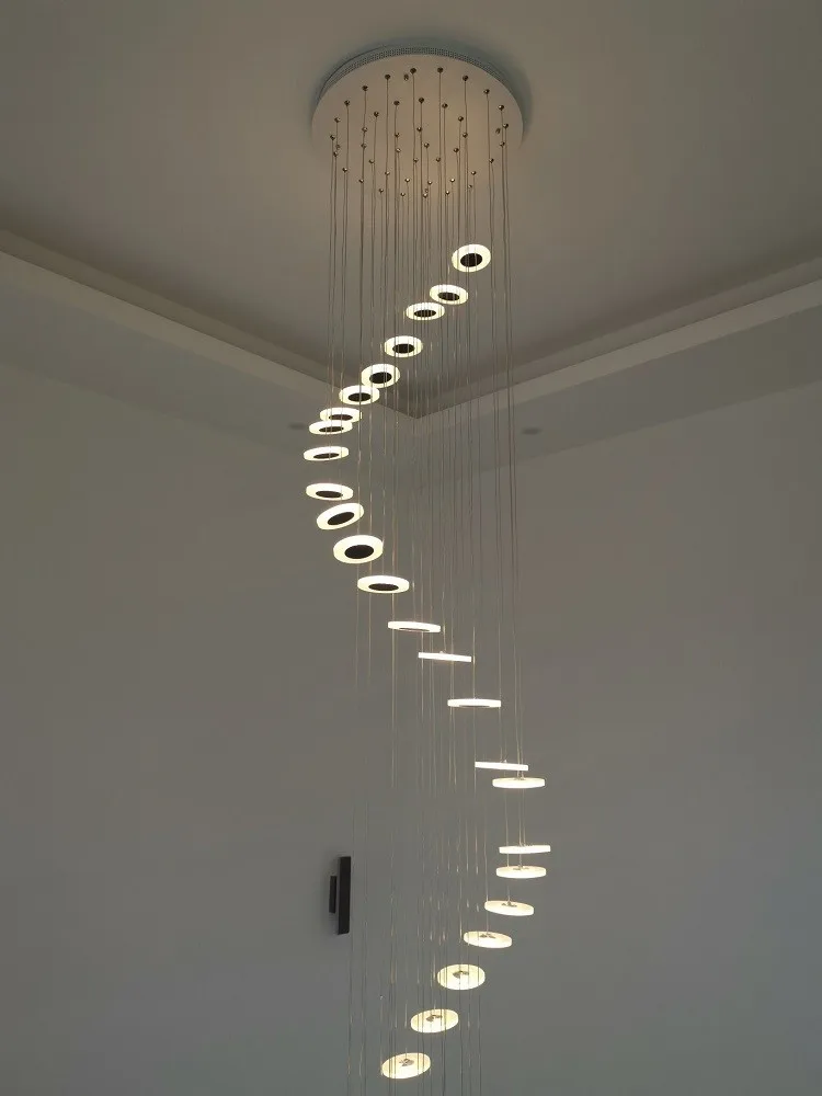 値段 現代のledシャンデリアシンプルな二重ファッション北欧リビングルームランプヴィラスパイラル階段ロングシャンデリア照明