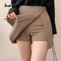 hayoo korean womens simple trouser skirt with side slit design a line skirt with thin waist and high waist