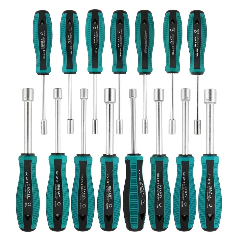 

H14 0512 Portable Hex Socket Sleeve Metal Socket Driver Wrench Screwdriver Hex Nut Key Nut Driver Professional Hand Tool