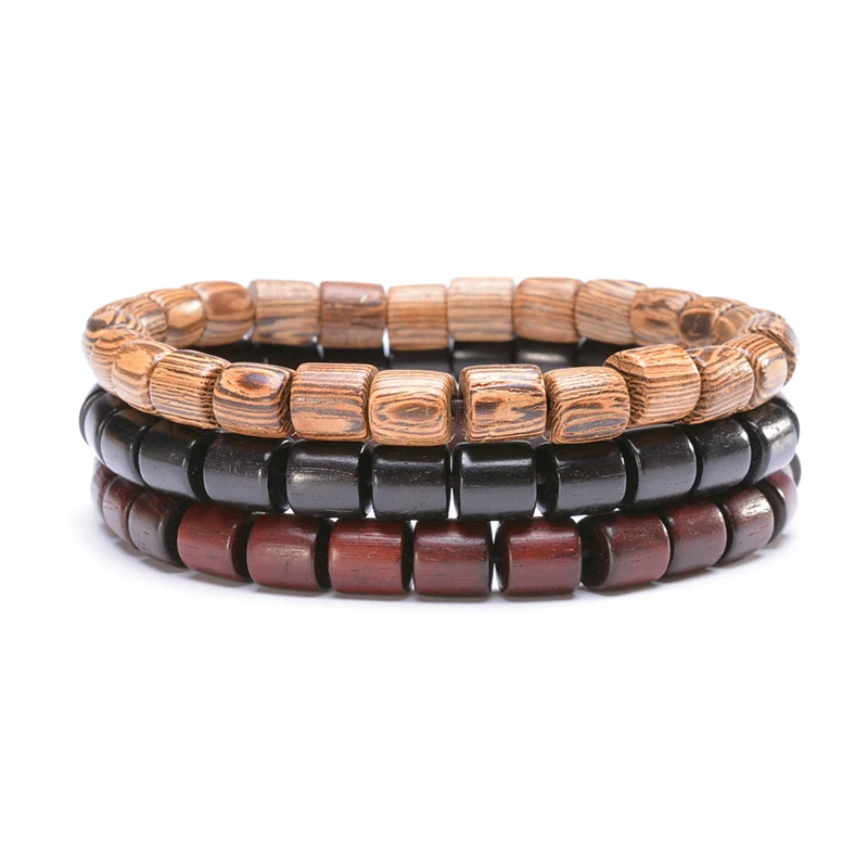Браслет Шарм из натурального дерева с бусинами для мужчин и женщин|Плетеные