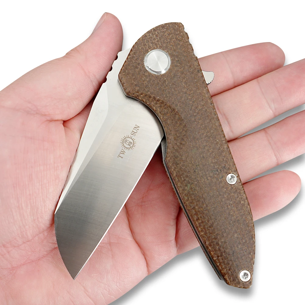 

TWOSUN Knives D2 blade folding Pocket Knife tactical Survival knife camping outdoor hunting tool EDC ball bearing Fast Open TS85