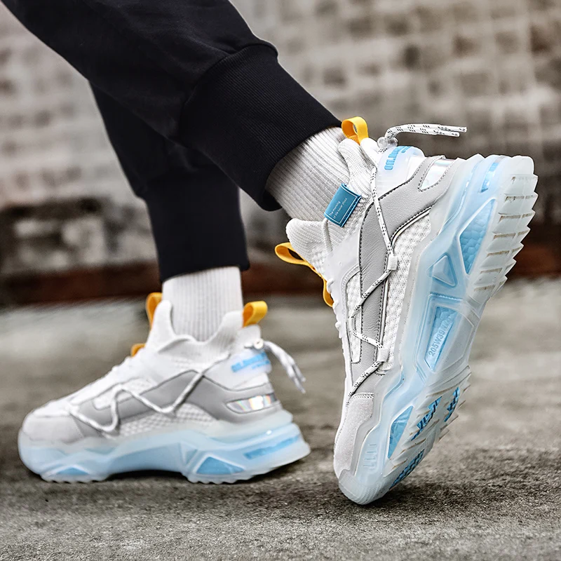 

Novelties 2021 Trend Genuine Leather Mesh Breathable Jelly Popcorn Sole Socks Shoes Summer Comfort Light Running Shoe for Men