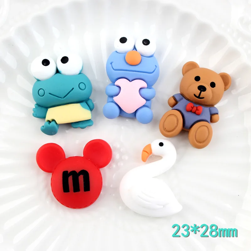 

10Pcs Cartoon bear frog swan resin charms pendants for bracelets necklace earrings jewelry making flat back cabochon